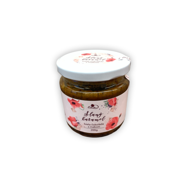 Slaný karamel - biela čokoláda s makom